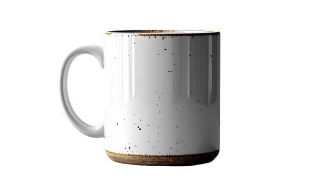White mug with speckled design