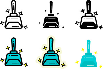 dustpan icons set monochrome and colorful variations