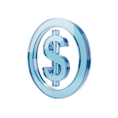 Obraz premium 3D Rendering of a Glossy Blue Dollar Sign on Black Background Finance Icon Illustration