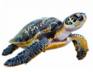 Fototapeta premium Yellow and Black Spotted Turtle on a White Background