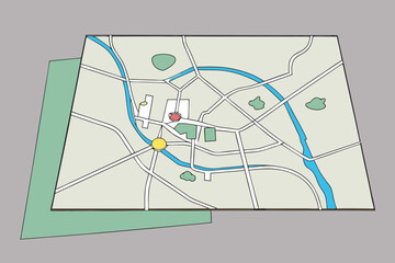Isometric City Map with Red and Yellow Markers navigation location map of