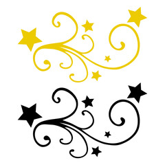 Logo con siluetas de estrella con filigrana caligráfica. Silueta con florituras para tarjetas y felicitaciones de Navidad © teracreonte