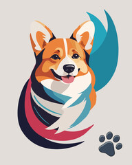Portrait of a corgi dog.Colored vector illustration of a portrait of a cute corgi dog.