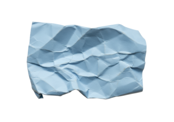 Isolated Crumpled Sheet of Blue Paper Texture for Notes, Ideas, or Brainstorming, Top View