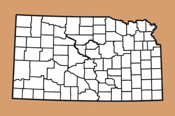 Kansas State Map With map of Black County Outlines Orange Background division