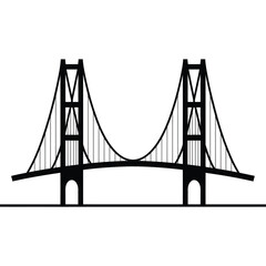 Minimalist outline of a suspension bridge