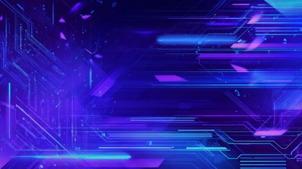 Futuristic abstract tech background with neon circuits and holographic streams in vibrant colors