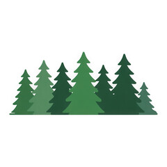 Green evergreen fir pine spruce trees treeline isolated on white and transparent background