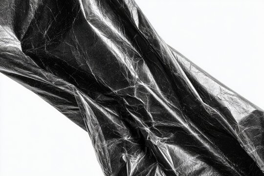 Black plastic bag, wrinkled and creased, abstract form