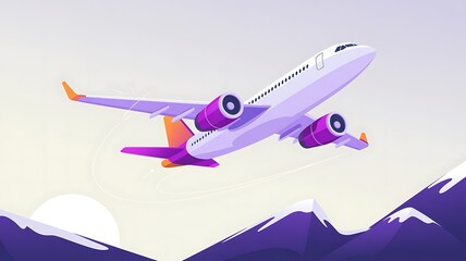 Modern Airplane Flying Over Mountain Range – Air Travel, Scenic Flight, and Adventure Journey

