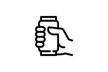Hand holding a small cylindrical object icon