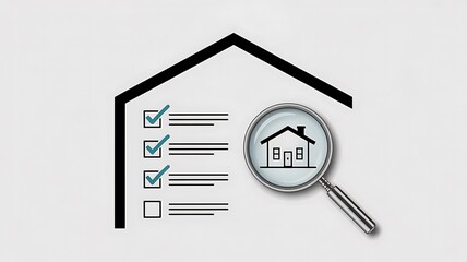 Magnifying Glass Over House with Checklist – Property Inspection, Real Estate Evaluation, and Due Diligence Concept

