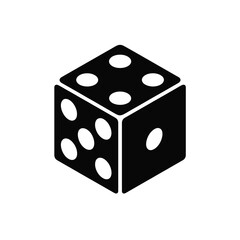 Black and white isometric illustration of a six sided die