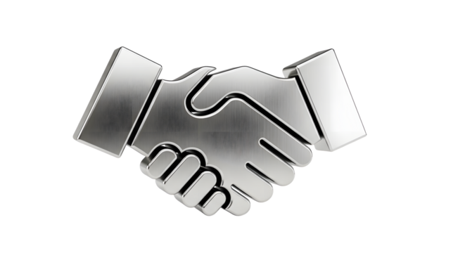 Silver Handshake Icon Symbolizing Partnership and Agreement in Modern Style - Powered by Adobe