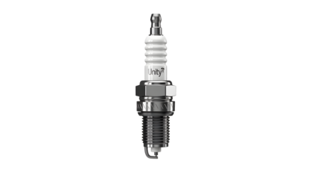 Spark Plug with White Insulator and Black Base on White Background for Automotive and Mechanical Repairs