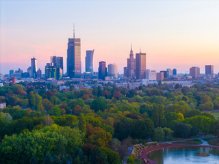 Fototapeta premium Modern cityscape of Warsaw in the morning, the capital of Poland. 