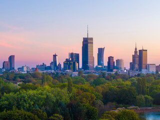 Fototapeta premium Modern cityscape of Warsaw in the morning, the capital of Poland. 