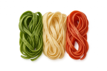 Italian flag made of uncooked pasta on transparent background, tricolor concept