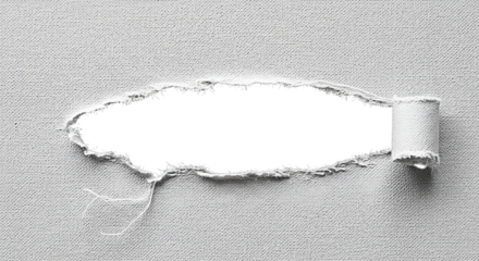 Torn and ragged, a blank paper with a ripped edge reveals a grunge texture and empty space beneath