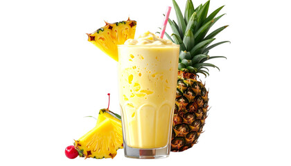 Pineapple Shake PNG, Transparent Background, Tropical Fruit Milkshake, Fresh Pineapple Drink, Creamy Pineapple Smoothie, Summer Beverage PNG, Sweet Yellow Shake Illustration, Refreshing Cold Drink