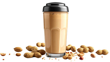 Peanut Shake PNG, Transparent Background, Peanut Butter Milkshake, Creamy Nut Shake, Healthy Protein Shake, Peanut Smoothie Glass, Dessert Shake PNG, Cold Drink Illustration, Nutty Beverage PNG