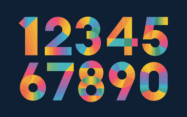 Abstract Colorful Numeric Set Vector Illustration, Featuring Modern Geometric Numbers with Vibrant Palette, Ideal for Creative Design and Educational Projects