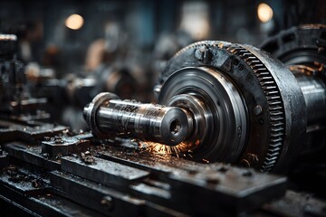 Lathe machines sculpt metal or wood with precise accurate cuts perfect for industrial banners.