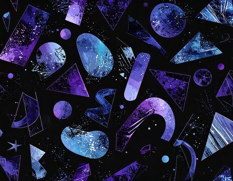 Abstract shapes in spacey colors