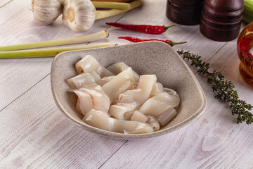 Raw squid rings for cooking