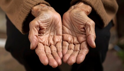 Close-up of wrinkled elderly hands