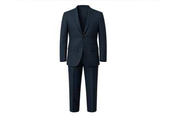 A classic navy blue men's tailored suit for business and formal occasions.