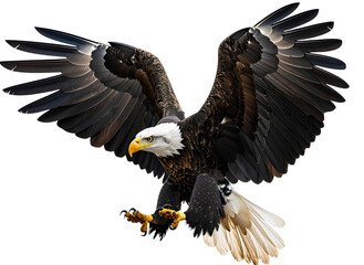 Fototapeta premium PNG of an eagle flying with wings spread, isolated on transparent background