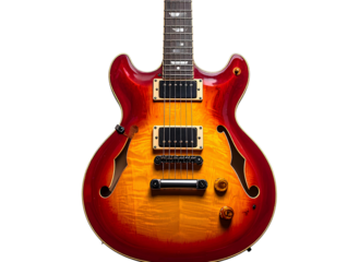 PNG of an electric guitar, isolated on transparent background, stock photo style