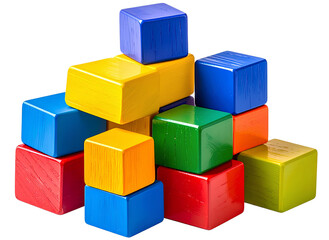 Obraz premium PNG of colorful building blocks toy, isolated on transparent background, stock photo