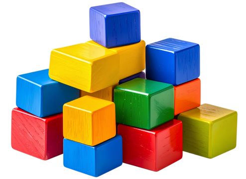 PNG of colorful building blocks toy, isolated on transparent background, stock photo