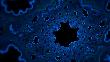 Abstract Blue Fractal Pattern with Dark Center graphic design isolated on a transparent background