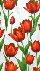 Obraz premium Red tulips on a light background