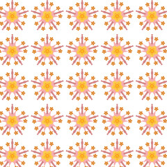 Geometric fabric pattern, geometric background, yellow, orange floral pattern, circle, square flower, tropical style for digital paper.