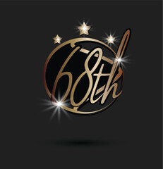 Golden 75th anniversary logos celebrating seventy-five years on dark background	
