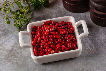 Dry pink pepper corn spice