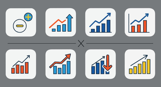 Icon set increase and decrease