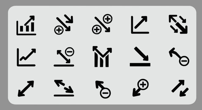 Icon set increase and decrease
