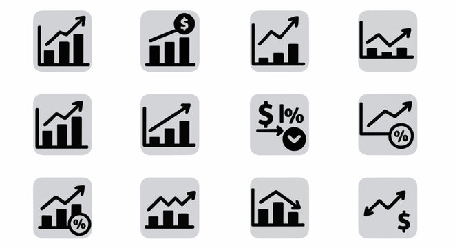 Icon set increase and decrease