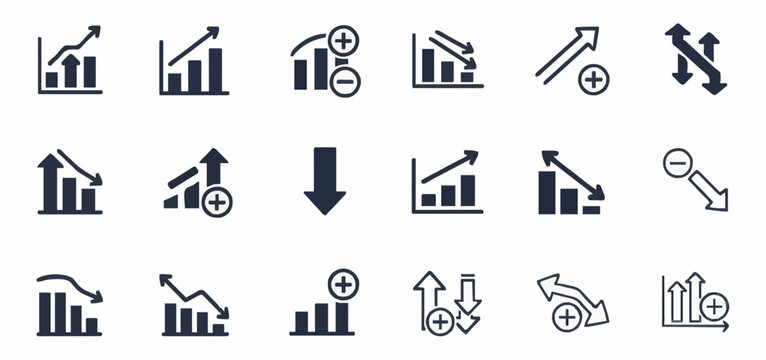Icon set increase and decrease