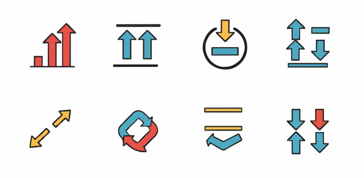 Icon set increase and decrease