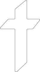 Christian cross icon.Vector illustration of grungy christian cross black and outline symbol isolated on white background.Holy Spirit. Religious. Baptism Christening Invitation.