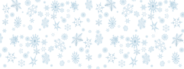 falling blue transparent snowflakes of different sizes on a transparent background.Close-up, isolated6