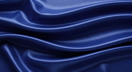Fototapeta premium Deep Blue Satin Fabric Waves Texture