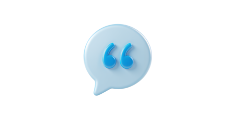 3D Render of a Light Blue Speech Bubble with Quote Marks for Social Media and Website Design