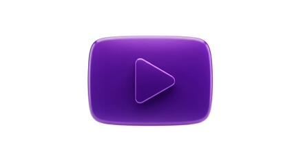 3D Render of a Purple Play Button Icon, Square Shape, Glossy Texture, Media Player Symbol for Website Design, App Interface, and Video Content